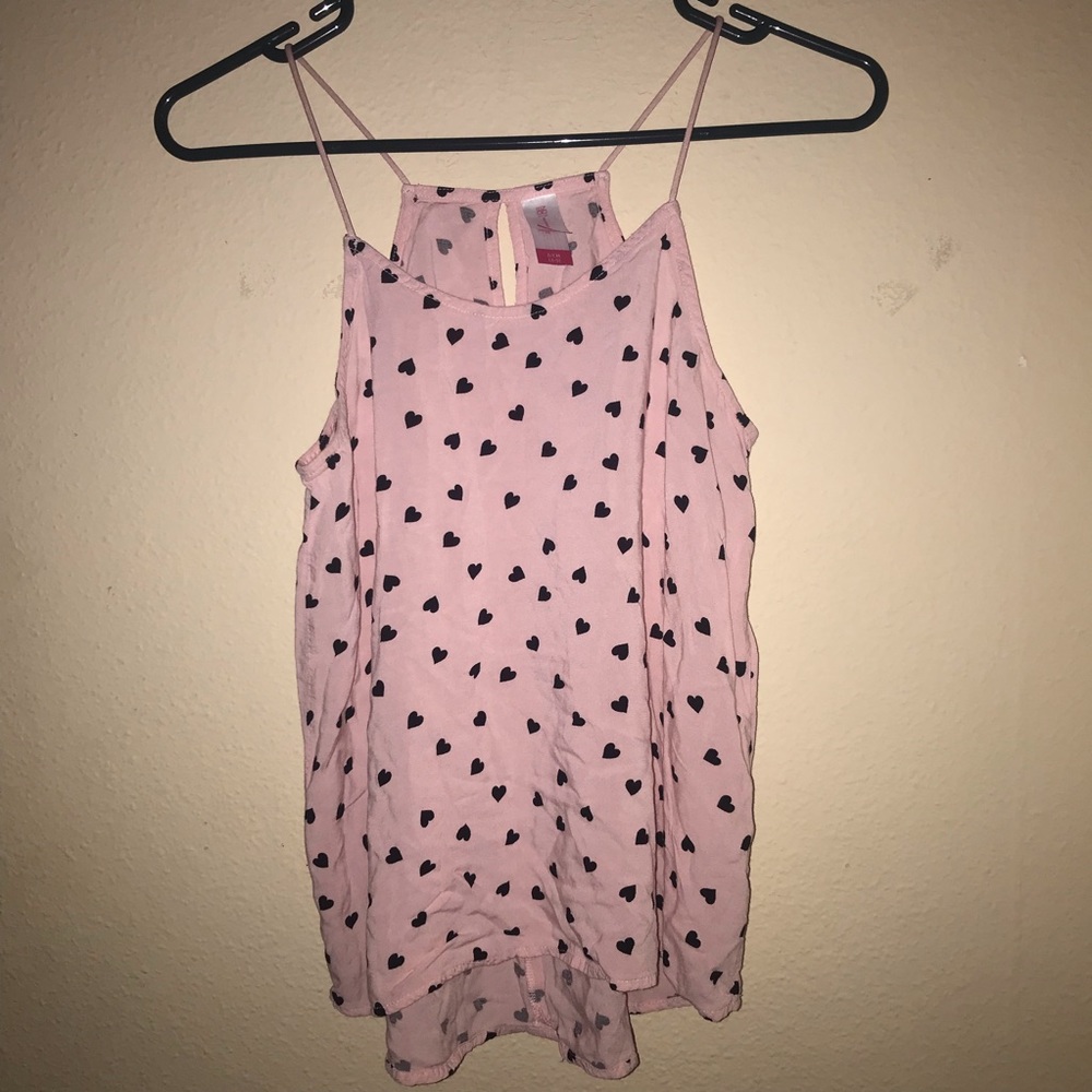 pink tank top with hearts.